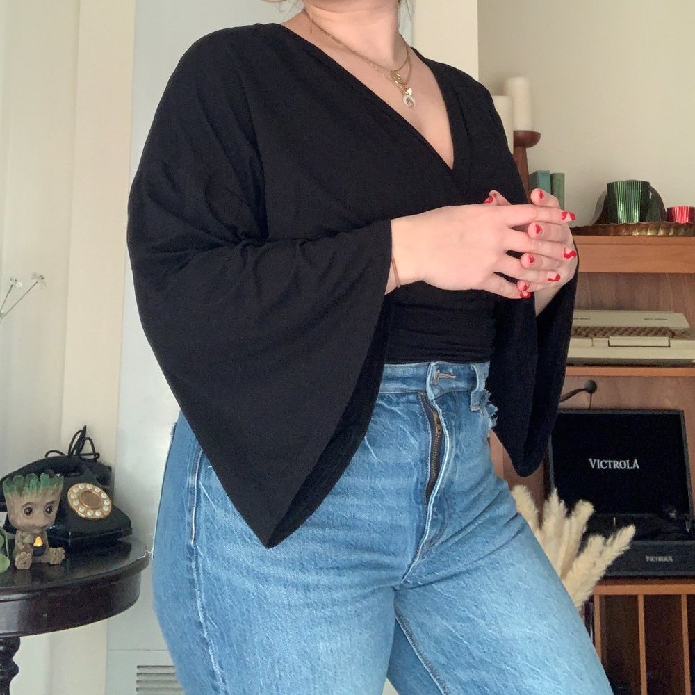 Black Reversible Long Sleeve Top